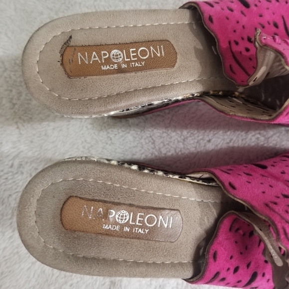 Napoleoni Fuchsia animal print summer wedges - Picture 4 of 6